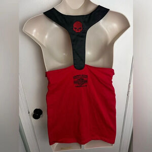 Harley-Davidson Red Tank Top with Black Skull Accent